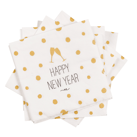 NEW YEAR Set of 20 white napkins W 25 x L 25 cm - best price from Maltashopper.com CS659939