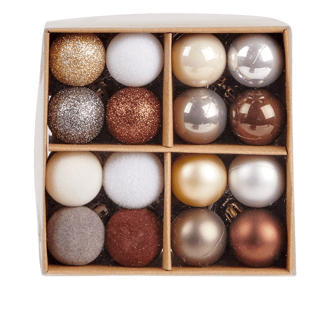 GLAMOR Christmas ball set of 32 white, gray, gold, silver Ø 3 cm