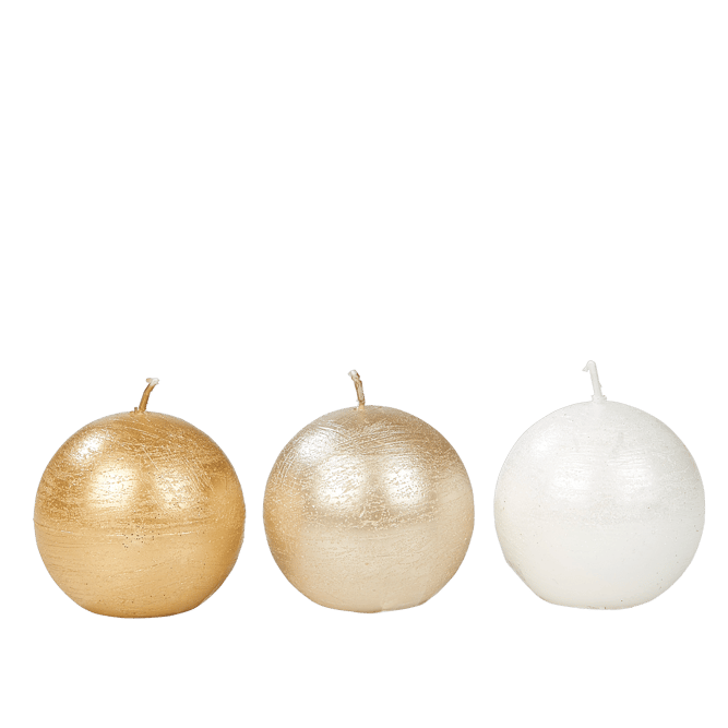 SHINY Spherical candle 3 colours white, gold, silverØ 6 cm - best price from Maltashopper.com CS644098