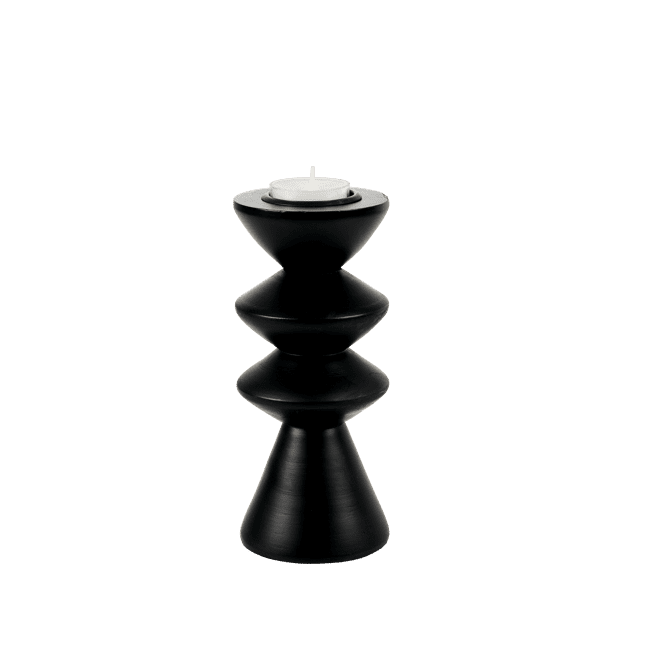 ZIGZAG Black tealight holder H 17,5 cm - Ø 7,3 cm - best price from Maltashopper.com CS676389