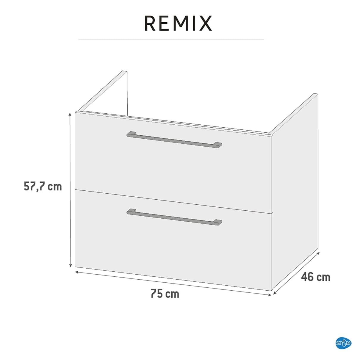 CABINET REMIX 75 2 DRAWERS GLOSSY WHITE W75 H58 D46 CM - Premium Bathroom Furniture from 61 to 80 cm from Bricocenter - Just €447.99! Shop now at Maltashopper.com