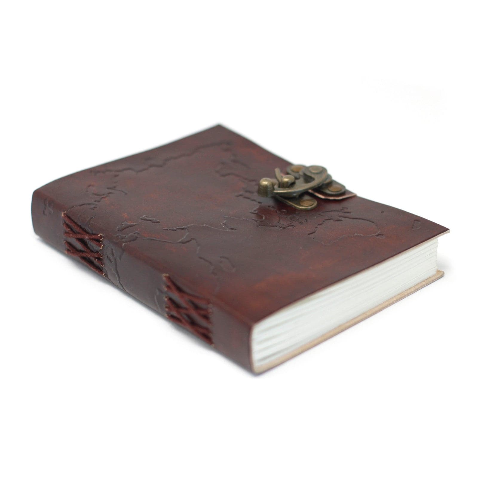 Leather World Map & Stitching Notebook (18x13 cm) - best price from Maltashopper.com LBN-05