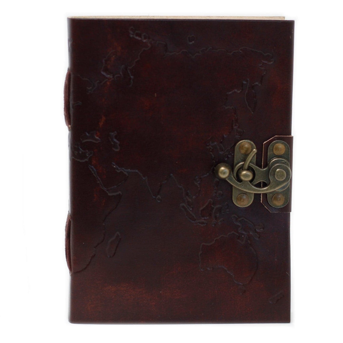 Leather World Map & Stitching Notebook (18x13 cm) - best price from Maltashopper.com LBN-05