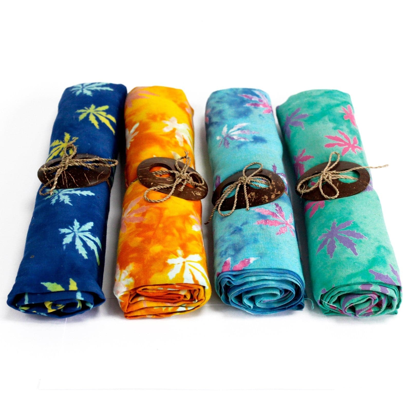 Bali Block Print Sarong - Tropical Leaves (4 Assorted Colours)