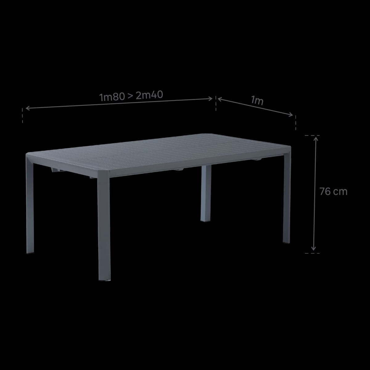 IDAHO EXTENSION TABLE 180/240X100 ANTHRACITE - best price from Maltashopper.com BR500015320