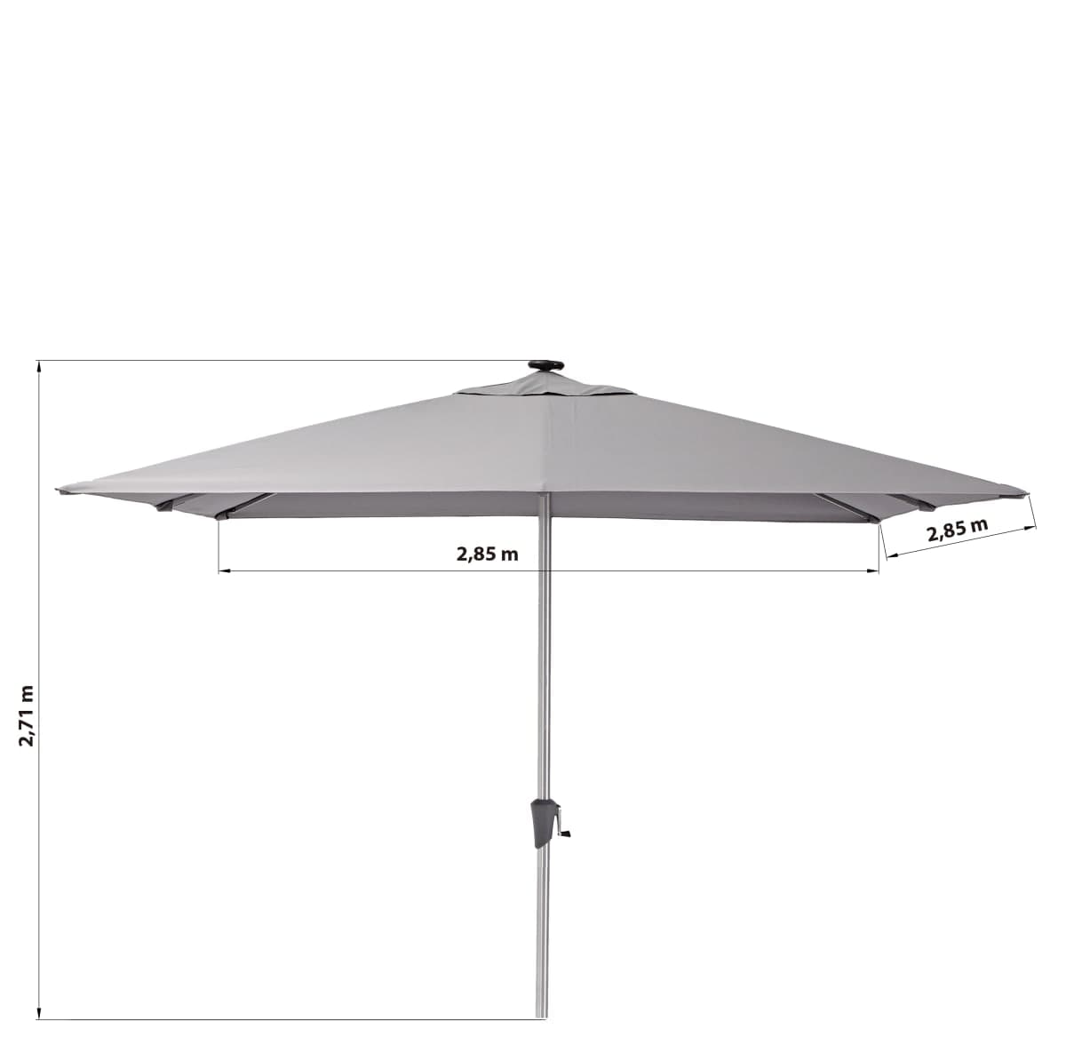 Bricocenter NATERIAL SONORA II CENTRAL PARASOL WITH LED ALUMINIUM 290X290 250G TAUPE