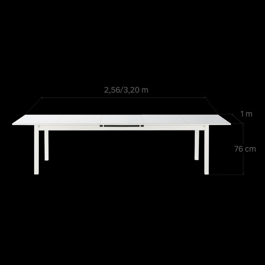 TABLE NATERIAL ODYSSEA II EASY ALUMINIUM GLASS 256/320X100 WHITE - best price from Maltashopper.com BR500015307