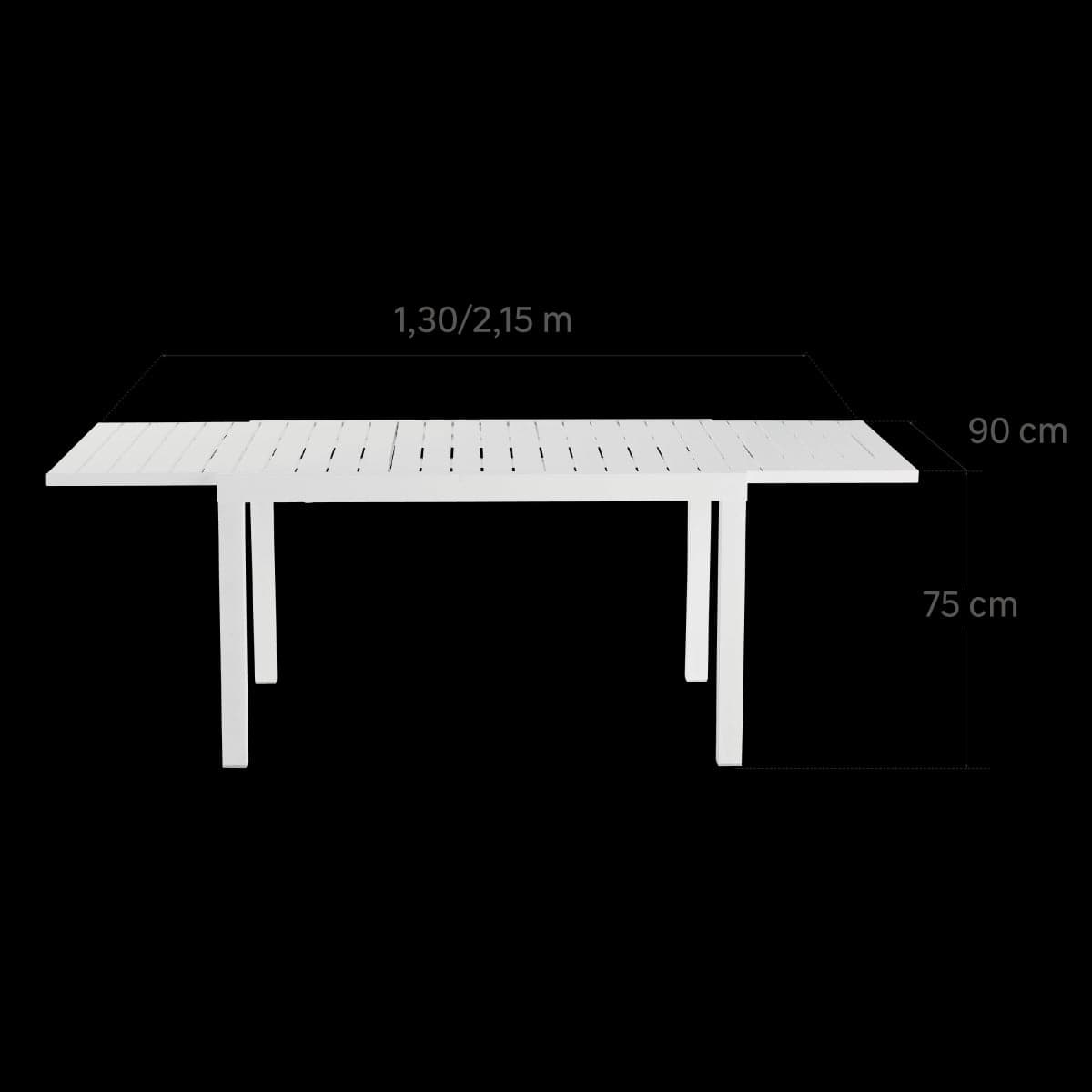 TABLE NATERIAL LYRA II UP AND DOWN ALUMINIUM 130/214.5X90 WHITE - best price from Maltashopper.com BR500015309