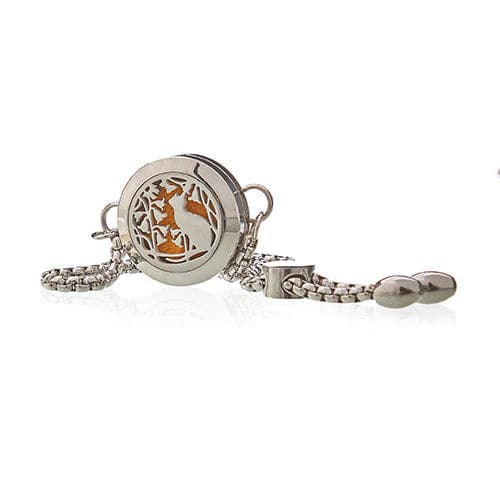 Aromatherapy Jewellery Chain Bracelet - Cat & Flowers - 20mm - best price from Maltashopper.com AROMAJ-22