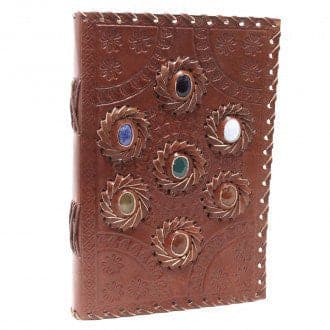 Leather Chakra Stone Notebook (22.5x15cm) - best price from Maltashopper.com LBN-11