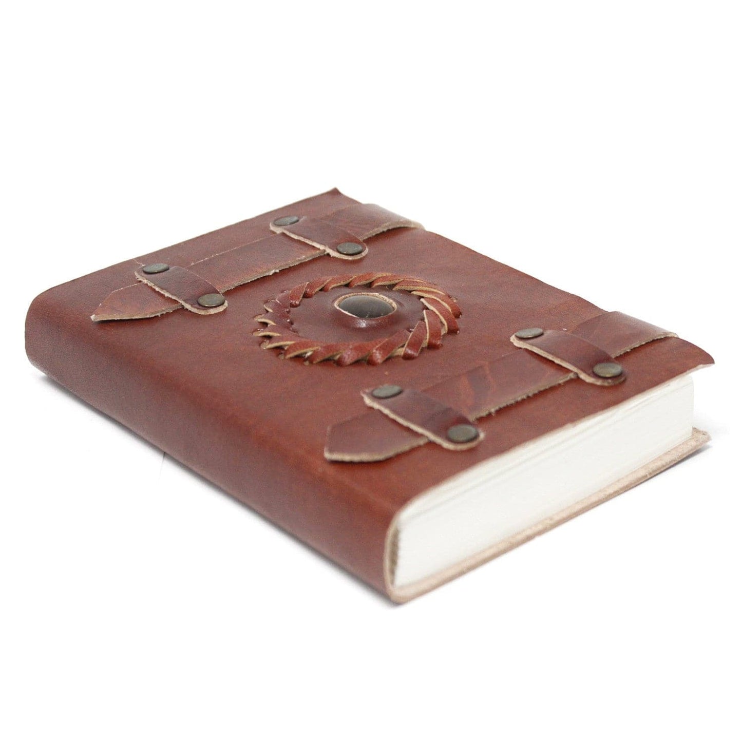 Leather Tigereye with Belts Notebook 15x10 cm - best price from Maltashopper.com LBN-17