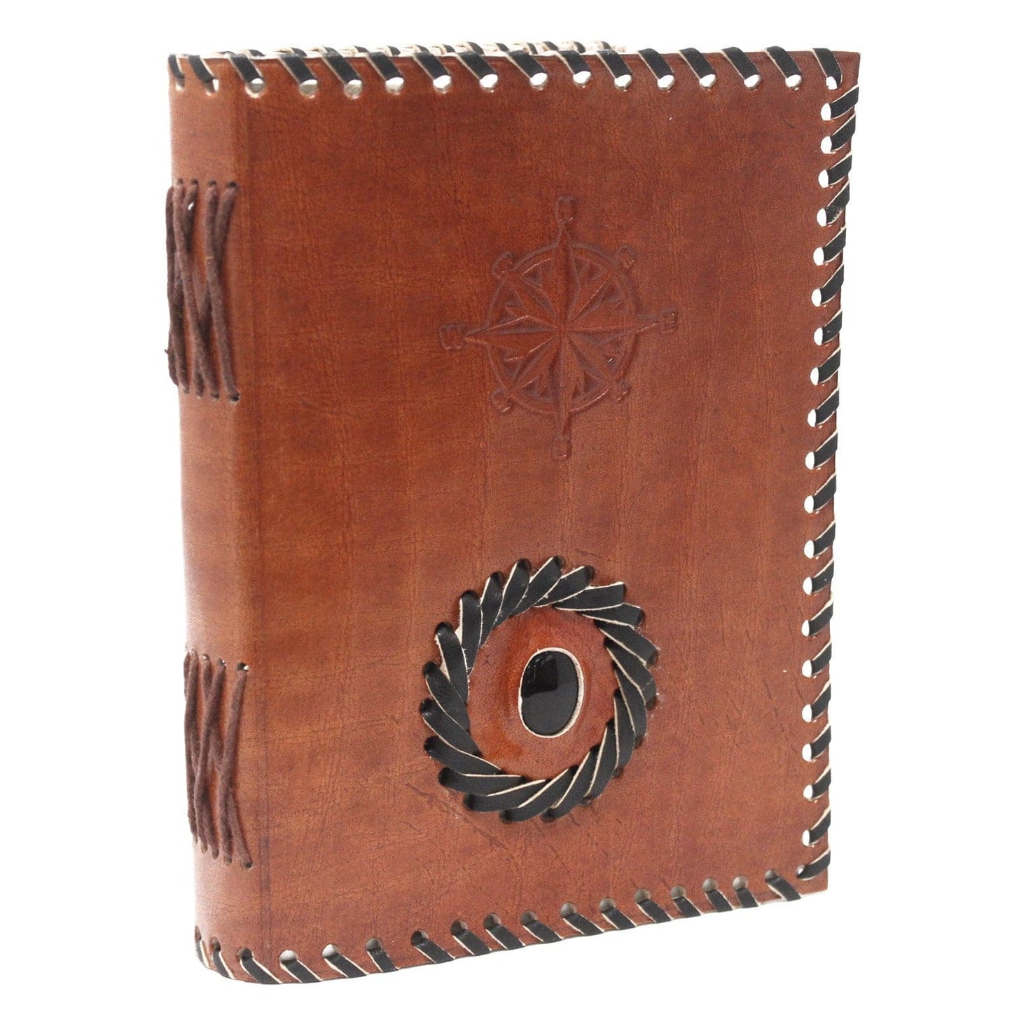 Leather Black onyx & Compas Notebook 17x12 cm - best price from Maltashopper.com LBN-19