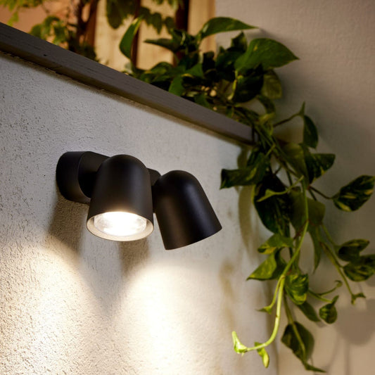 PHILLY WALL LIGHT ALUMINIUM BLACK 26X12.8XH17 CM 2XGU10=25W IP44 - best price from Maltashopper.com BR420007263