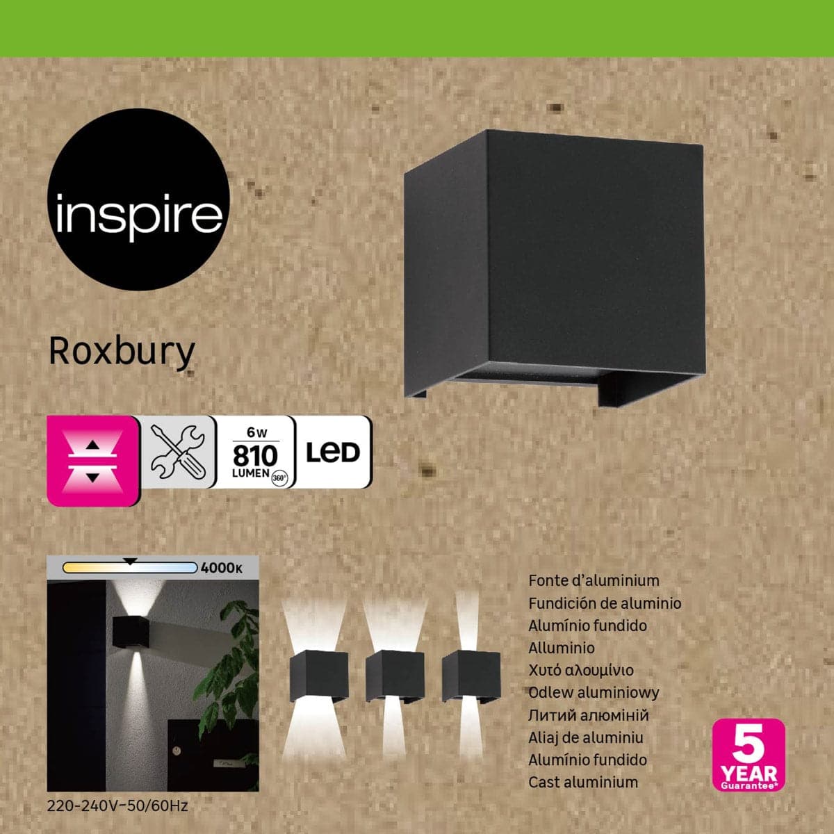 ROXBURY ALUMINIUM WALL LIGHT BLACK 10X10XH10 CM LED 810LM NATURAL LIGHT UP&amp;DOWN IP54 - Premium Wall sconces and outdoor chandeliers from Bricocenter - Just €39.99! Shop now at Maltashopper.com