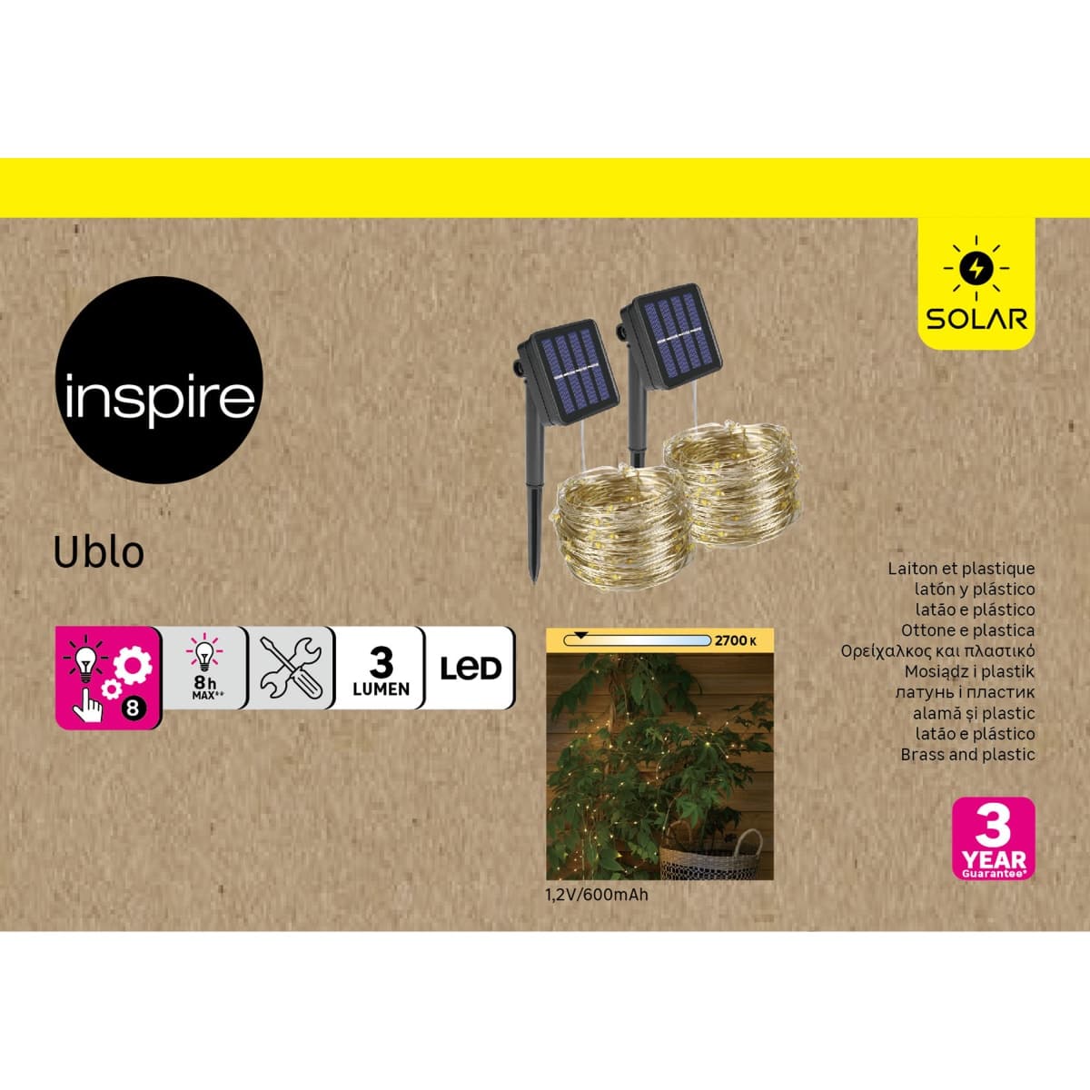 UBLO SOLAR GARLAND 12M LED WARM LIGHT IP44 - Premium Garlands and other solutions from Bricocenter - Just €15.99! Shop now at Maltashopper.com