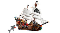 LEGO Creator 3in1 Pirate Ship Building Set - Toy Ship with Inn, Skull Island, Featuring 4 Minifigures, Shark Figure
