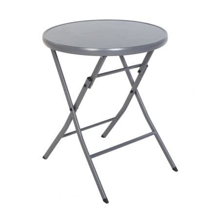 EMYS NATERAL - Foldable Table 2 seater Round Steel Top Glass - D 60XH72 - best price from Maltashopper.com BR500009537