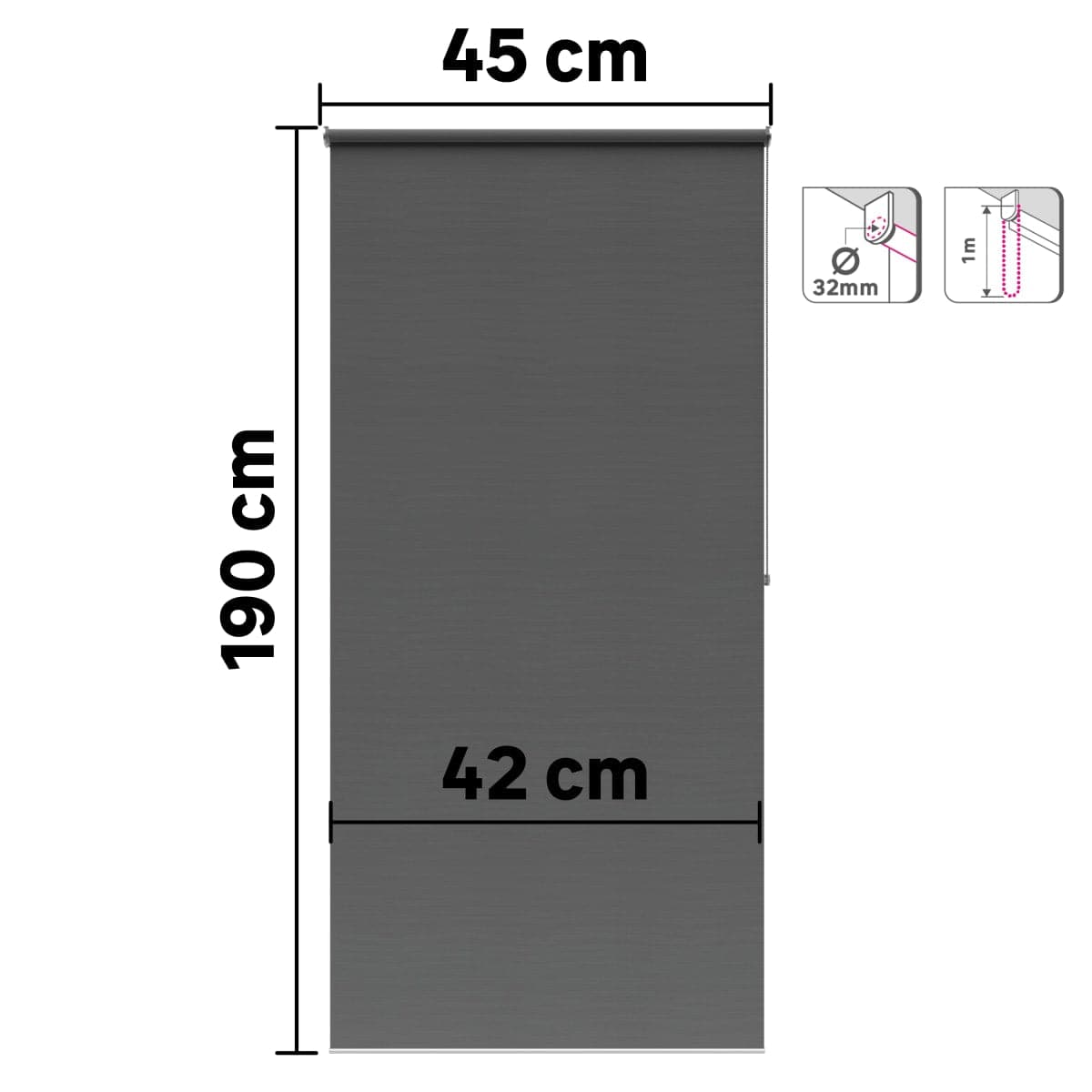 BOSSA ROLLER BLIND DARK GREY 45X190CM - best price from Maltashopper.com BR480010978