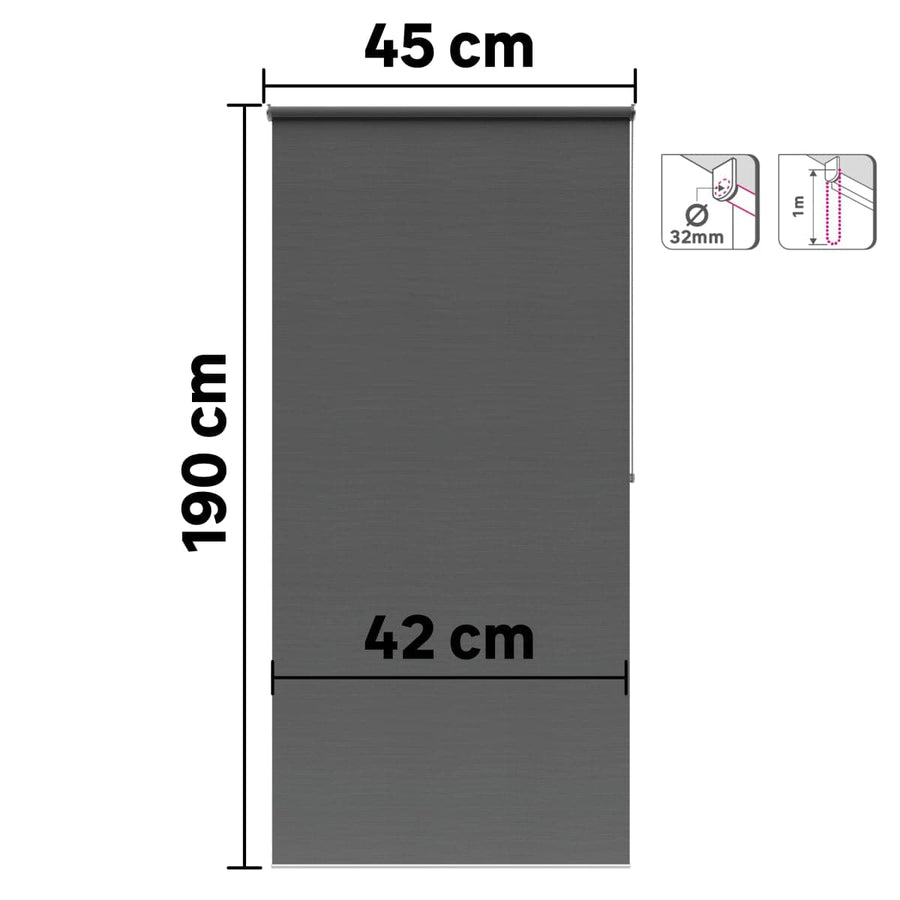 BOSSA ROLLER BLIND DARK GREY 45X190CM - best price from Maltashopper.com BR480010978