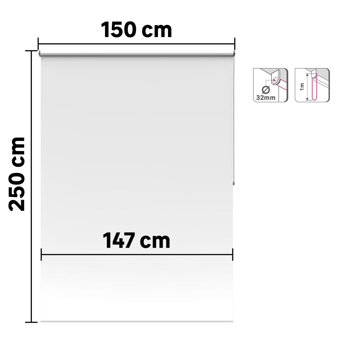 SAMBA WHITE FILTER ROLLER BLIND 150X250CM - best price from Maltashopper.com BR480010952