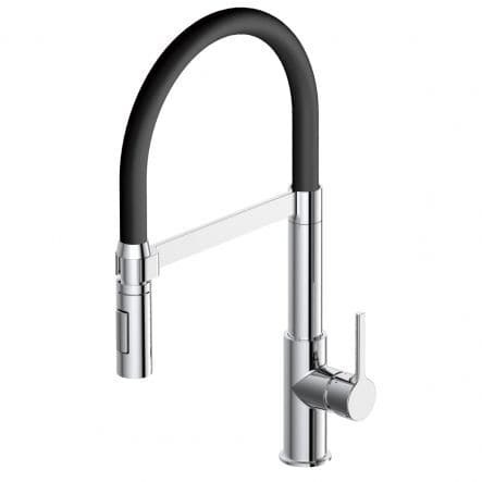 Bricocenter HOLLY MIXER HIGH SPOUT FLEXIBLE SPOUT CHROME/BLACK