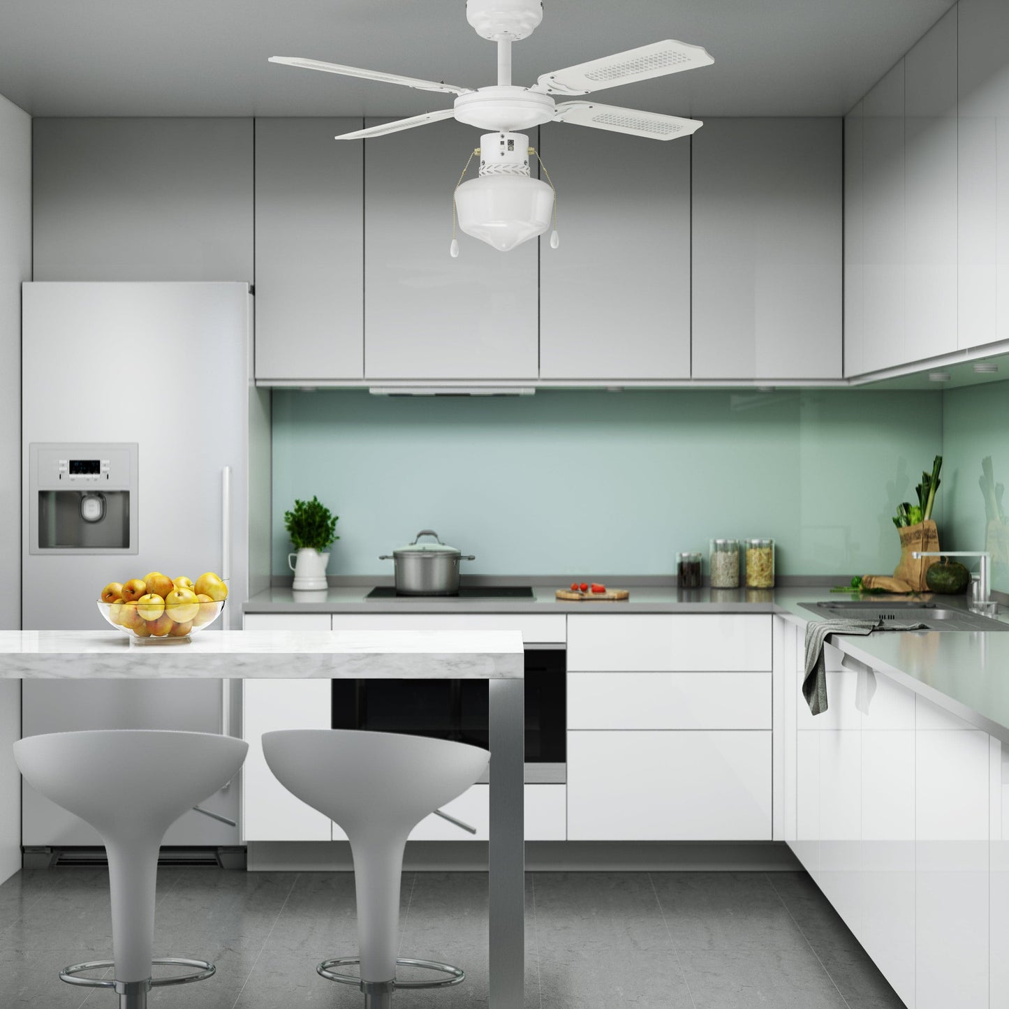 BARBADE CEILING FAN 4 BLADES D91 E27 60W RATTAN WHITE