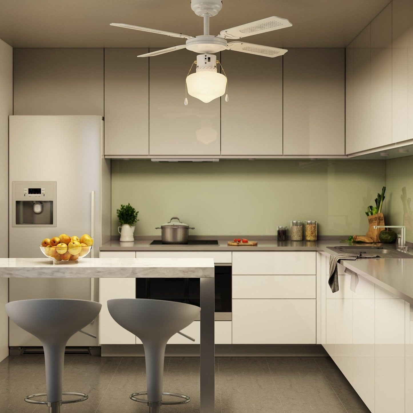 BARBADE CEILING FAN 4 BLADES D91 E27 60W RATTAN WHITE