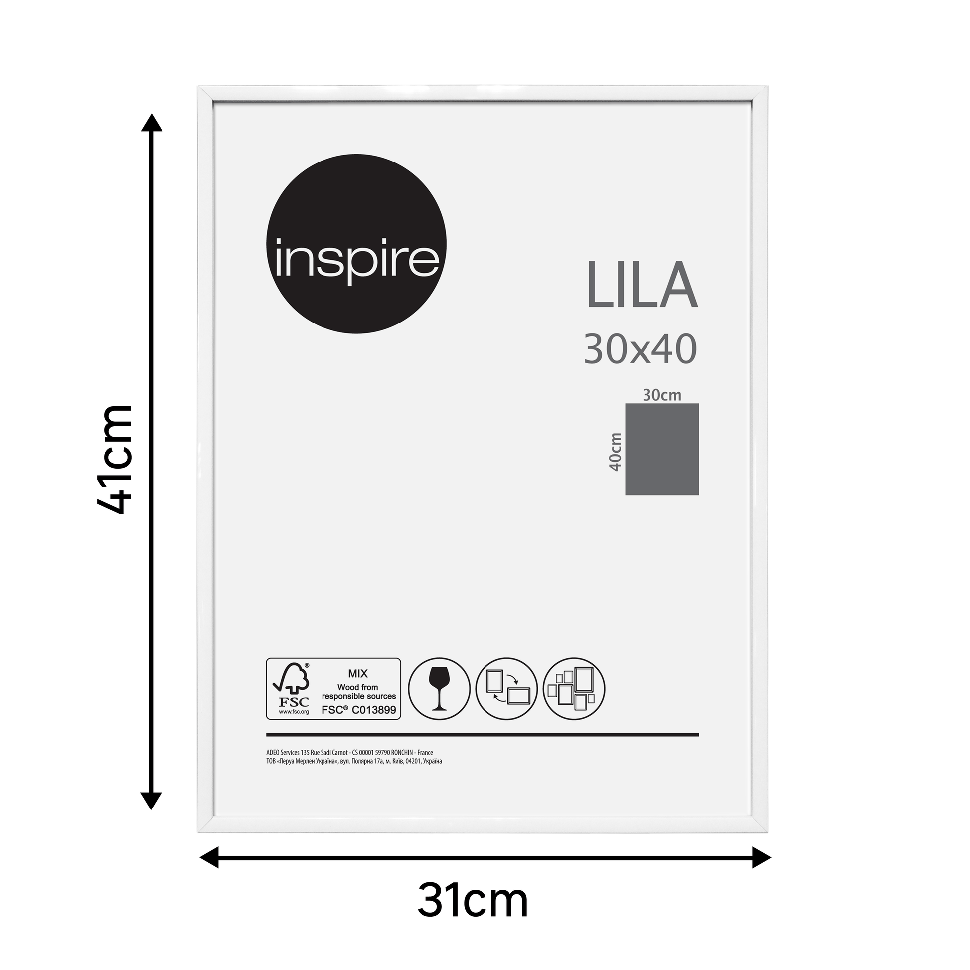 Bricocenter LILA 30X40 CM PVC WHITE FRAME