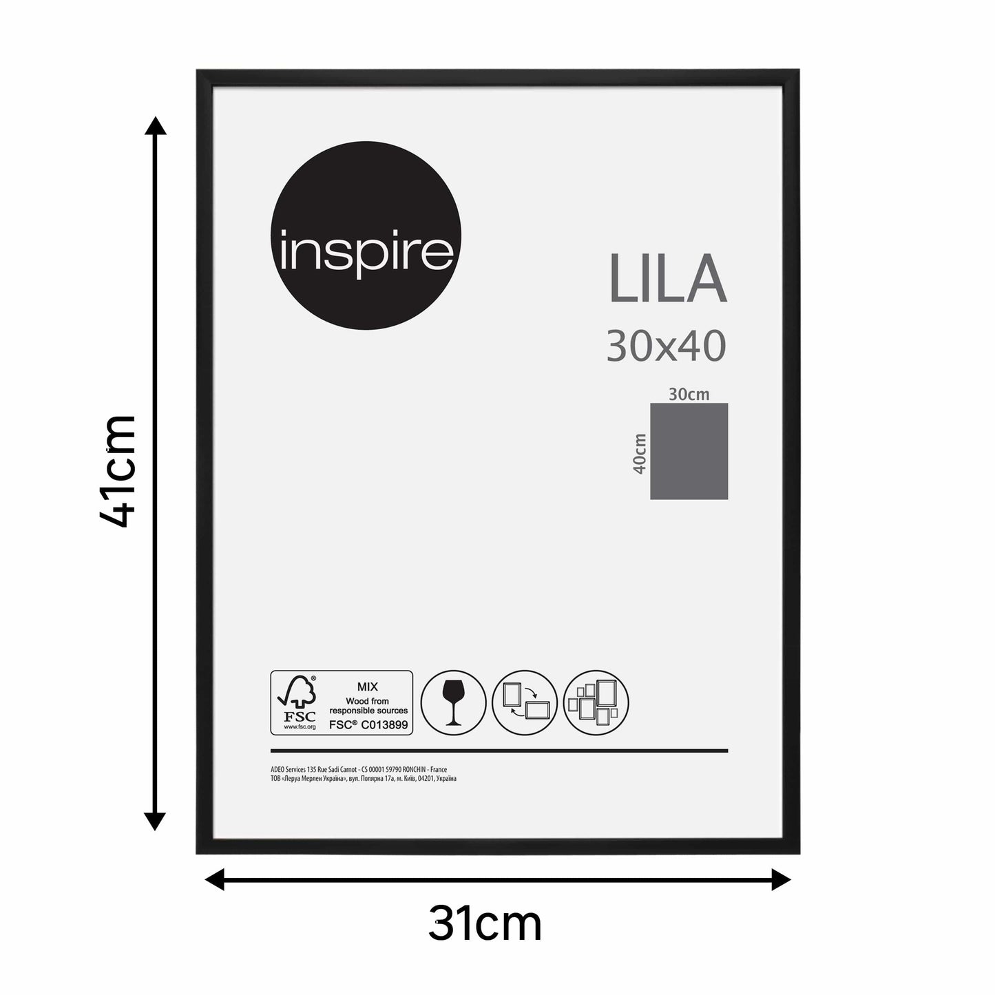 Bricocenter LILA 30X40 CM PVC BLACK FRAME