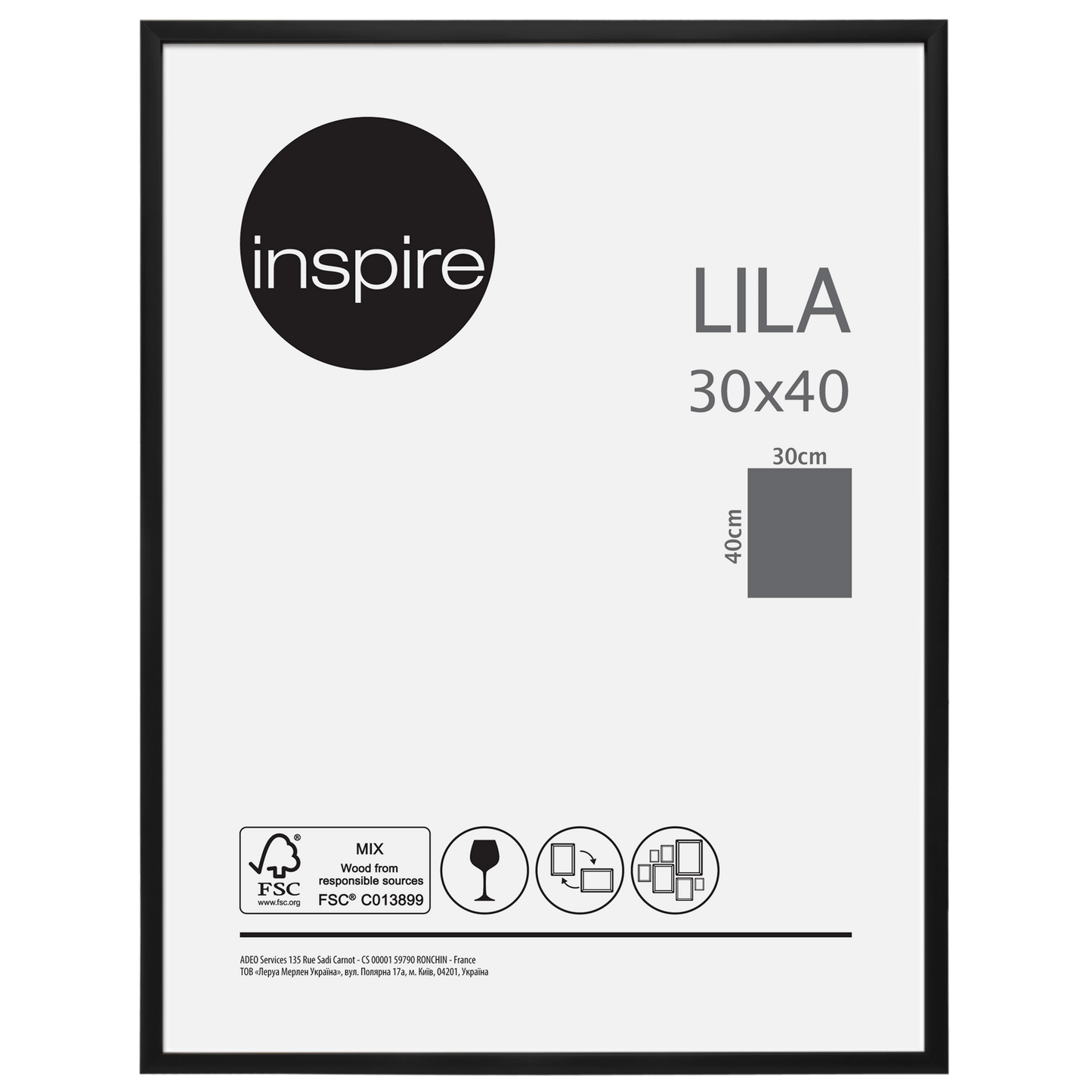 Bricocenter LILA 30X40 CM PVC BLACK FRAME