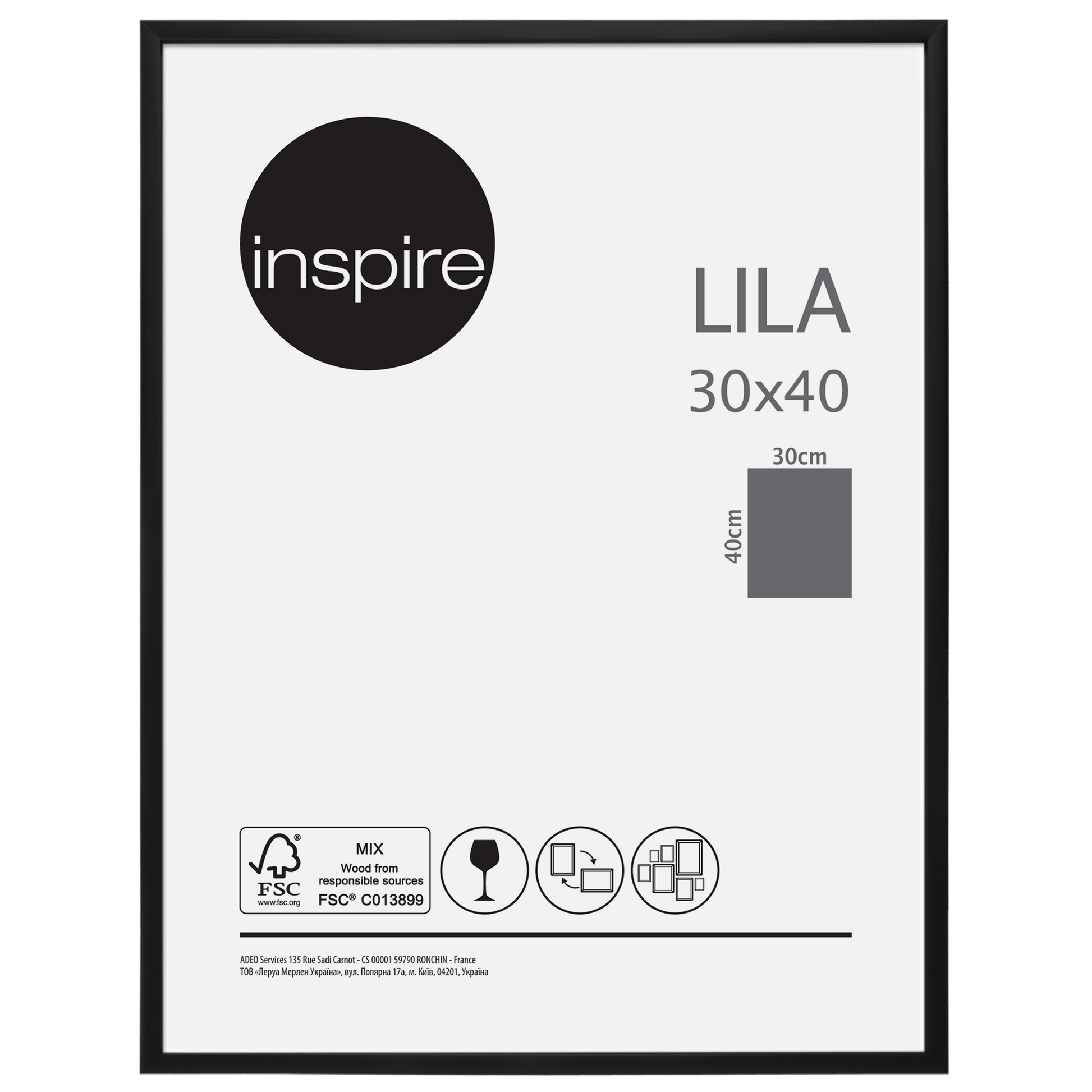 Bricocenter LILA 30X40 CM PVC BLACK FRAME