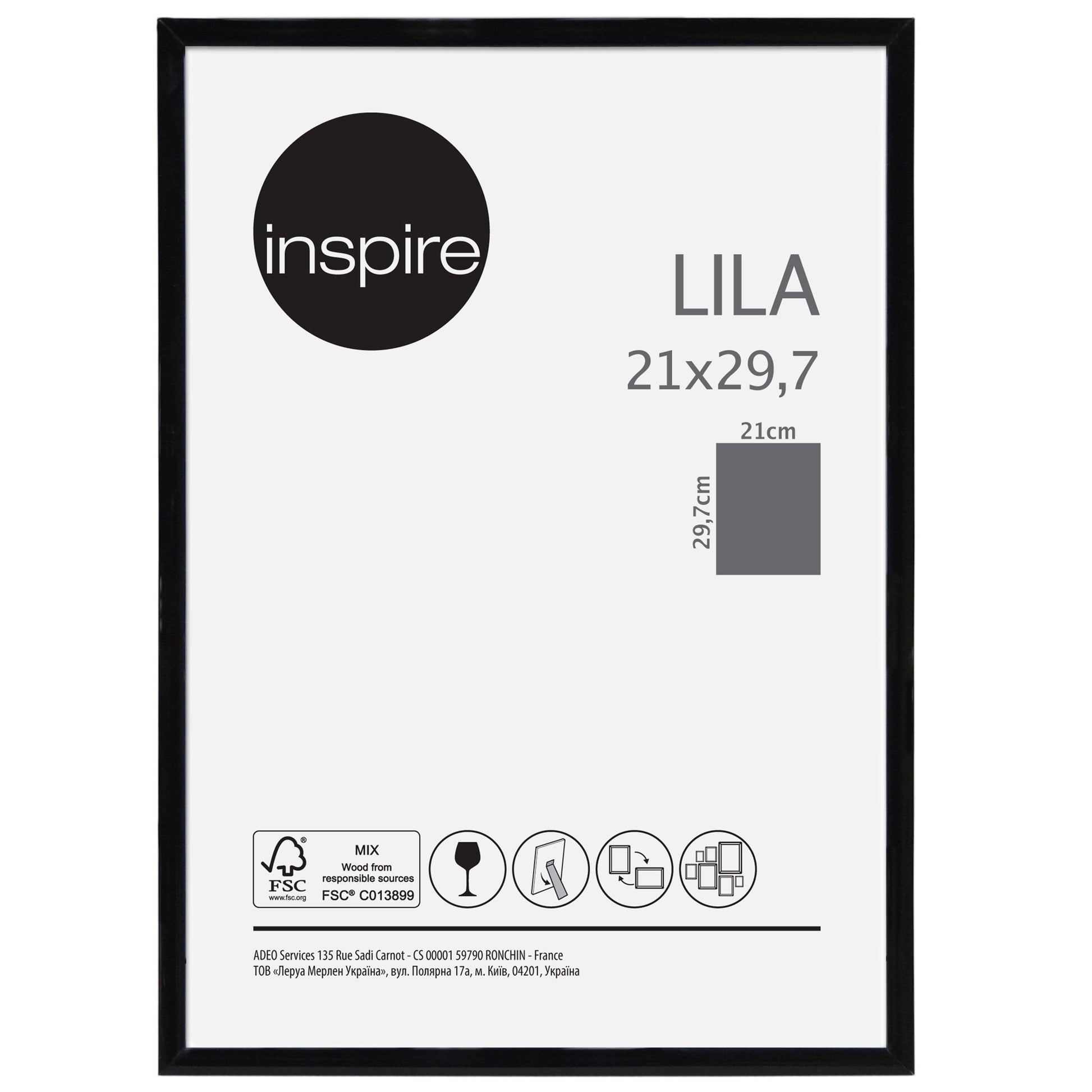 LILA FRAME 21X29.7 CM PVC BLACK - best price from Maltashopper.com BR480005069