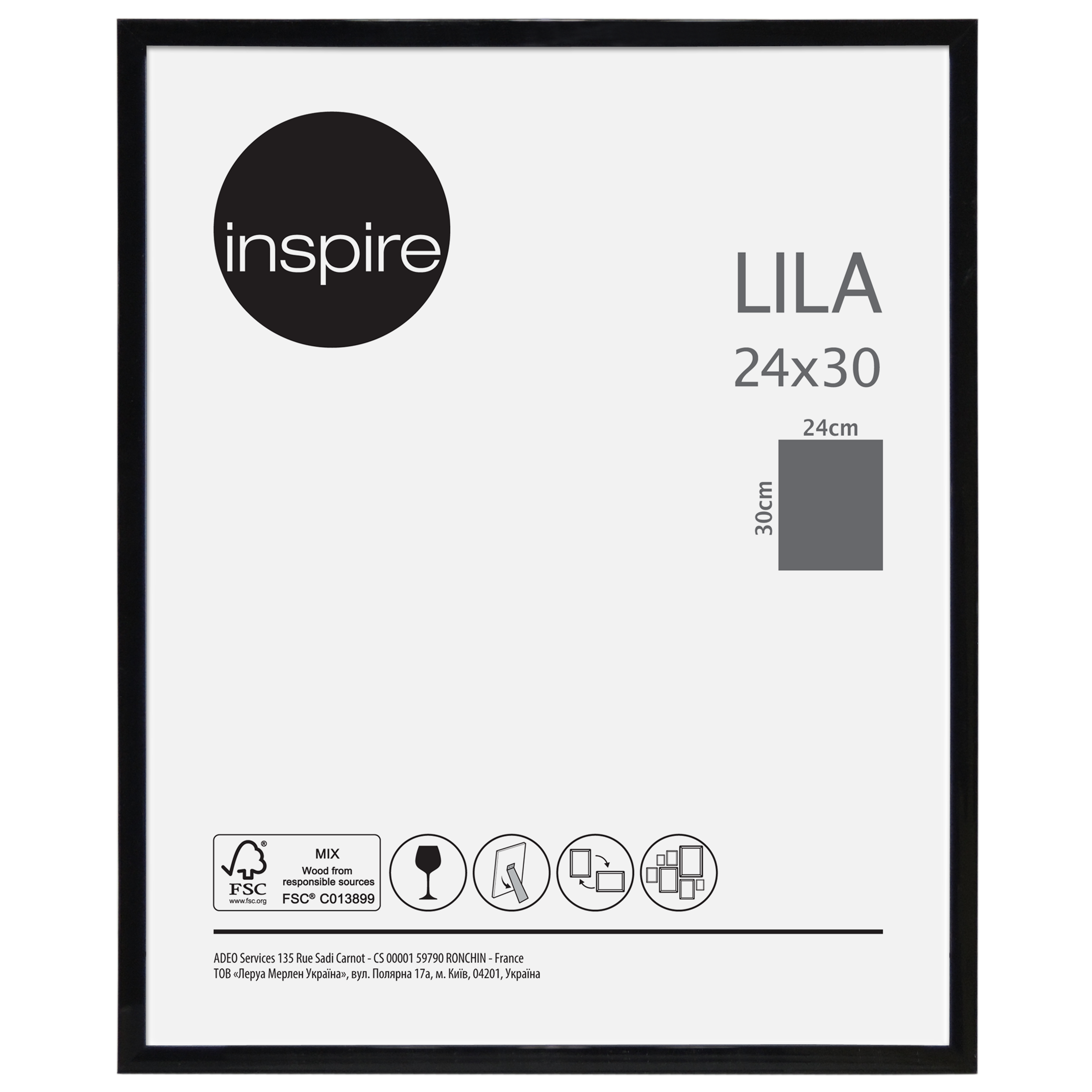 LILA FRAME 24X30 CM PVC BLACK - best price from Maltashopper.com BR480005943