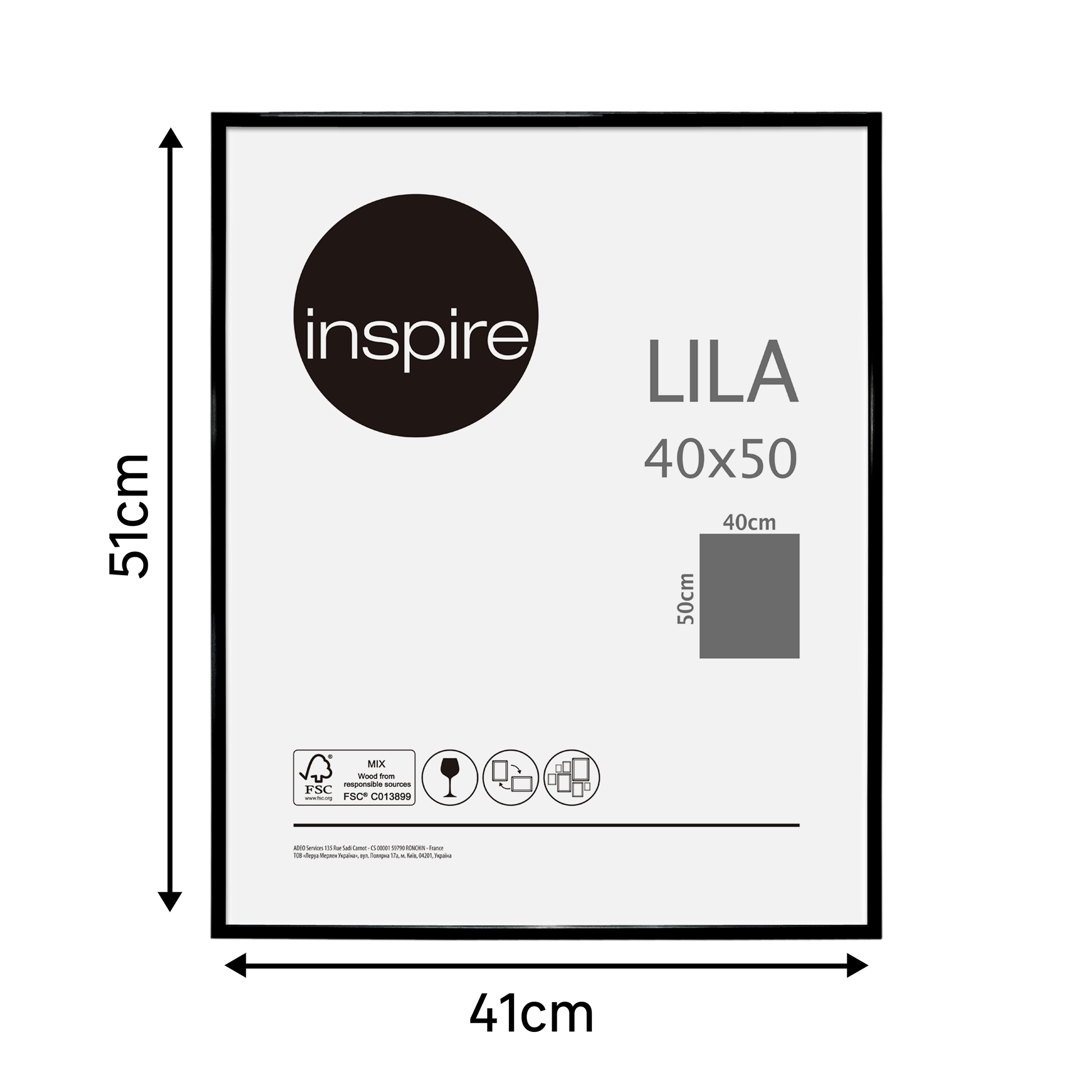 Bricocenter LILA FRAME 40X50 CM PVC BLACK