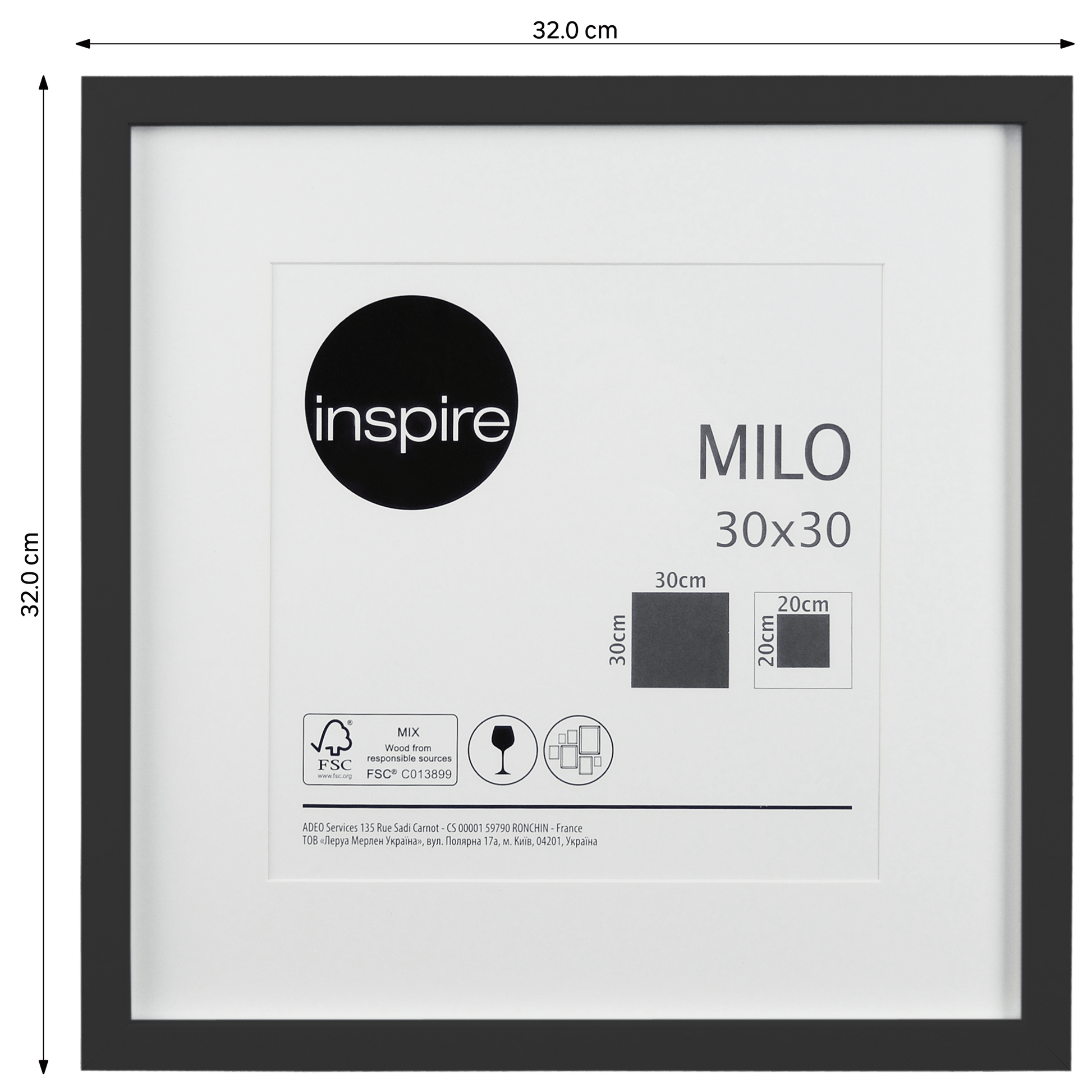 Bricocenter MILO FRAME 30X30 CM WOOD BLACK