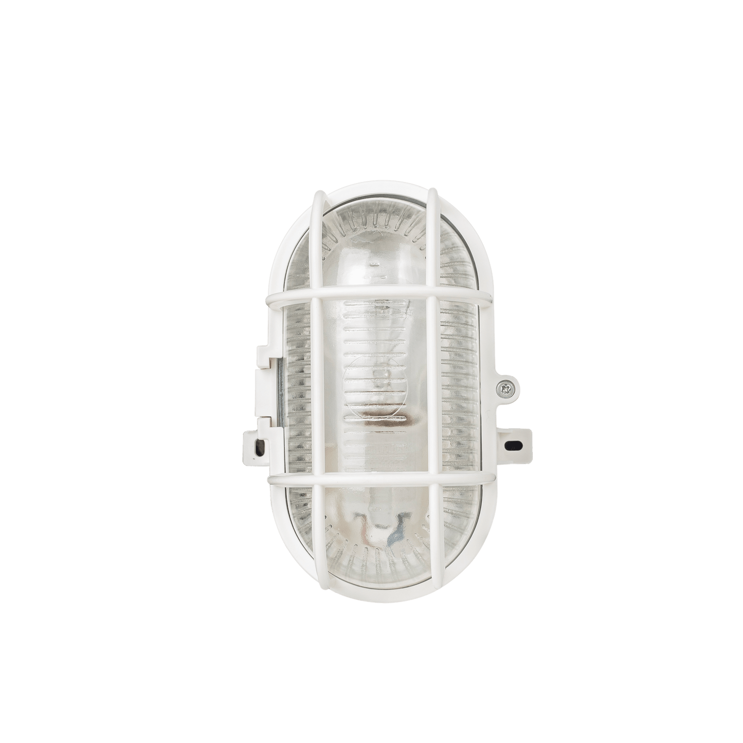 Bricocenter OVAL CEILING LIGHT WITH PLASTIC CAGE WHITE 10.5X18.3 CM E27=60W IP44