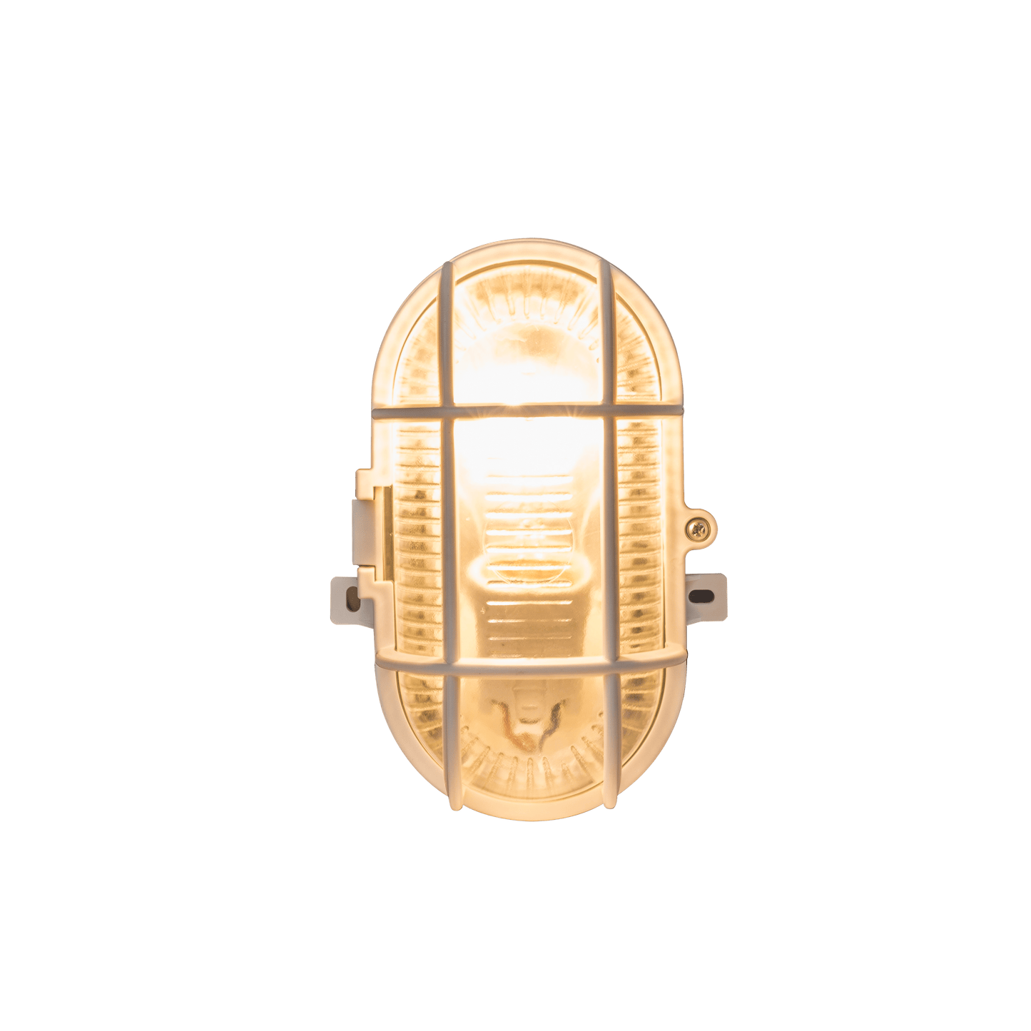 Bricocenter OVAL CEILING LIGHT WITH PLASTIC CAGE WHITE 10.5X18.3 CM E27=60W IP44