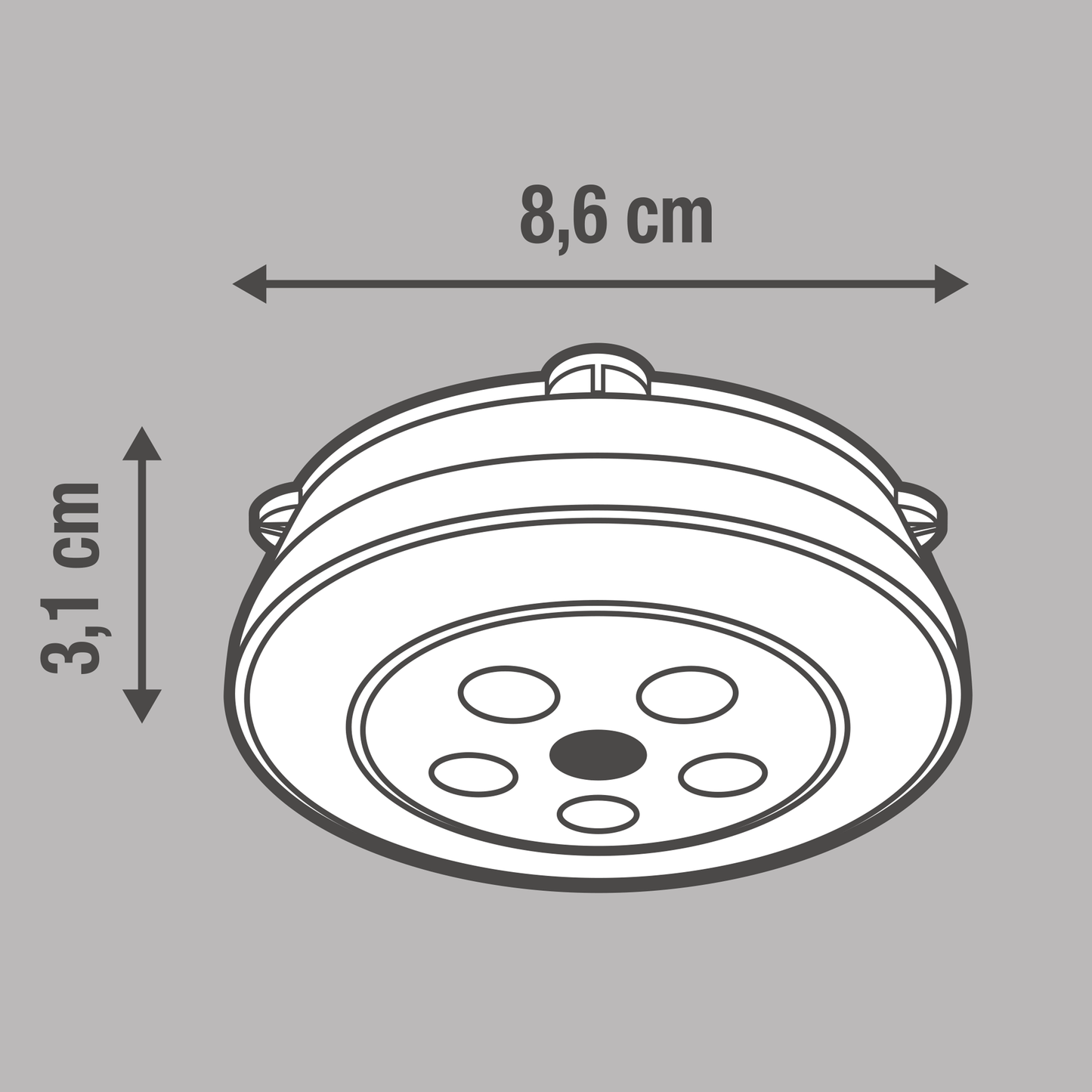 Bricocenter PUSH LIGHT TANA PLASTIC WHITE D8 LED 0,8W NATURAL LIGHT WITH BATTERY WITH SENSOR