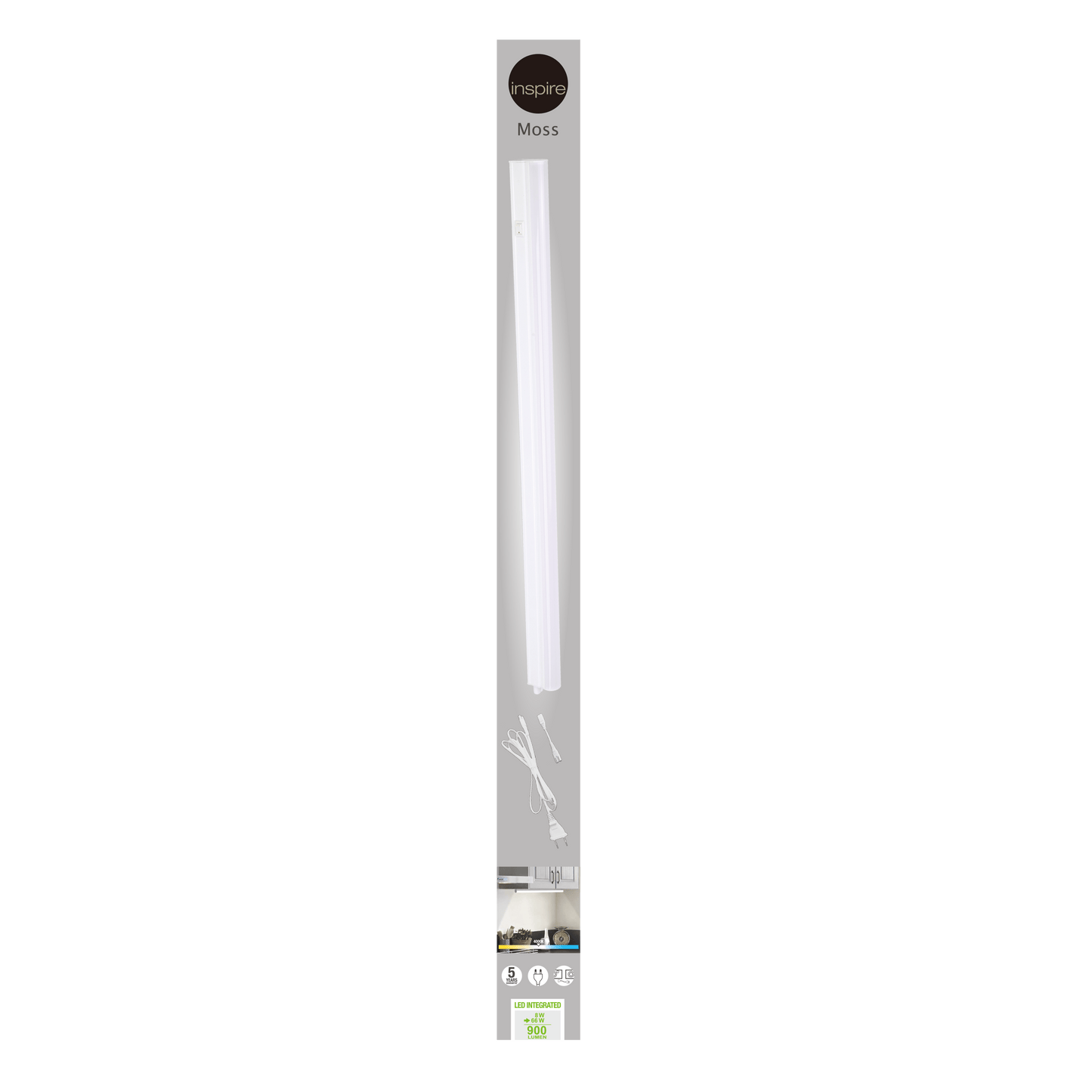 Bricocenter MOSS UNDERCABINET REGLETTE PLASTIC WHITE 57,9 CM LED 7W NATURAL LIGHT