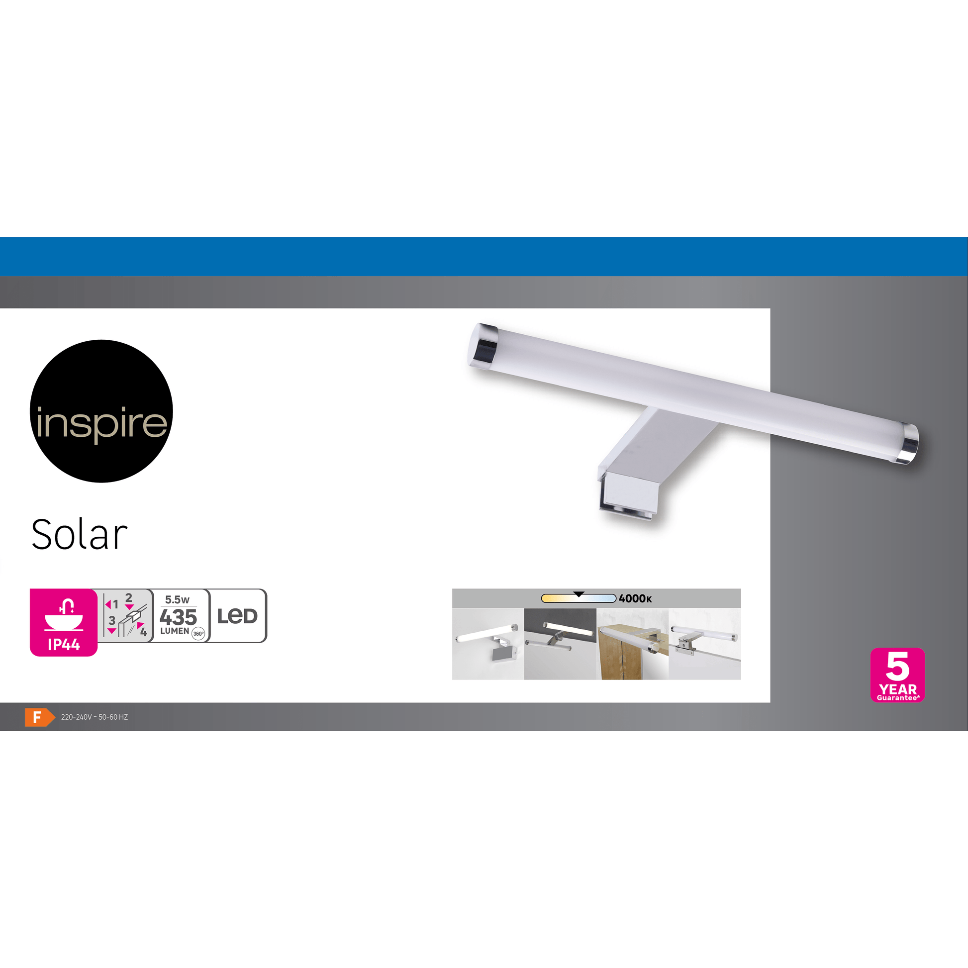Bricocenter SOLAR MIRROR WALL LIGHT 30 CM ALUMINIUM SILVER LED 5.5W NATURAL LIGHT IP44