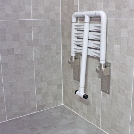 SHOWER SEAT SPACE SENSEA D 35MM STAINLESS STEEL WHITE FOLDING WITH FOOT CAPACITY 130 KG