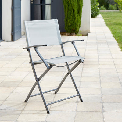 EMYS NATERIAL FOLDING STEEL CHAIR WITH ARMRESTS TEXTILENE SEAT GREY 52X54XH83 - best price from Maltashopper.com BR500009519