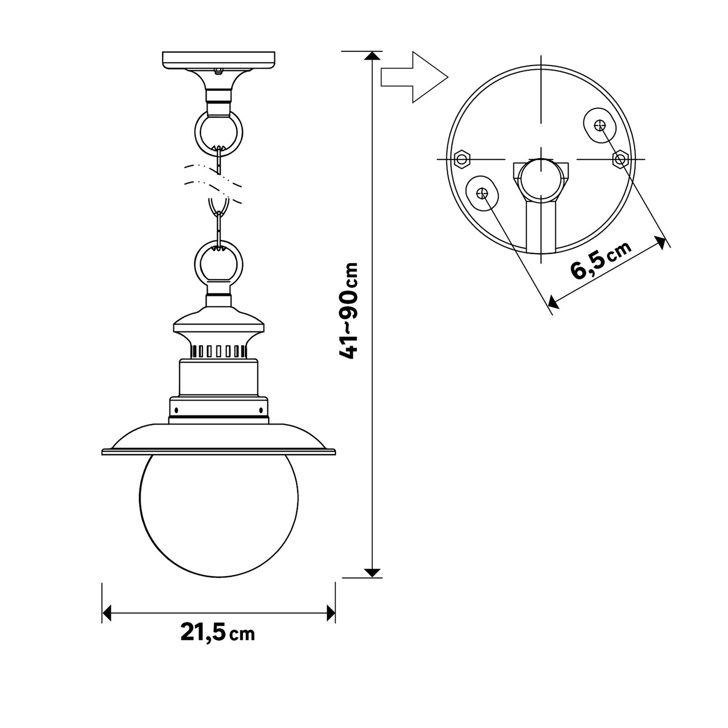 MARINA RUST STEEL CHANDELIER D21.5 H90 CM E27=60W IP44
