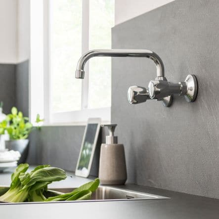 Bricocenter WALL-MOUNTED SINK TAP VIKI/MARTIN BRIDGE SPOUT CHROME