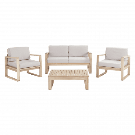 NIVEUS NATERIAL - Coffee Set 4 seats - Wood Acacia with cushions