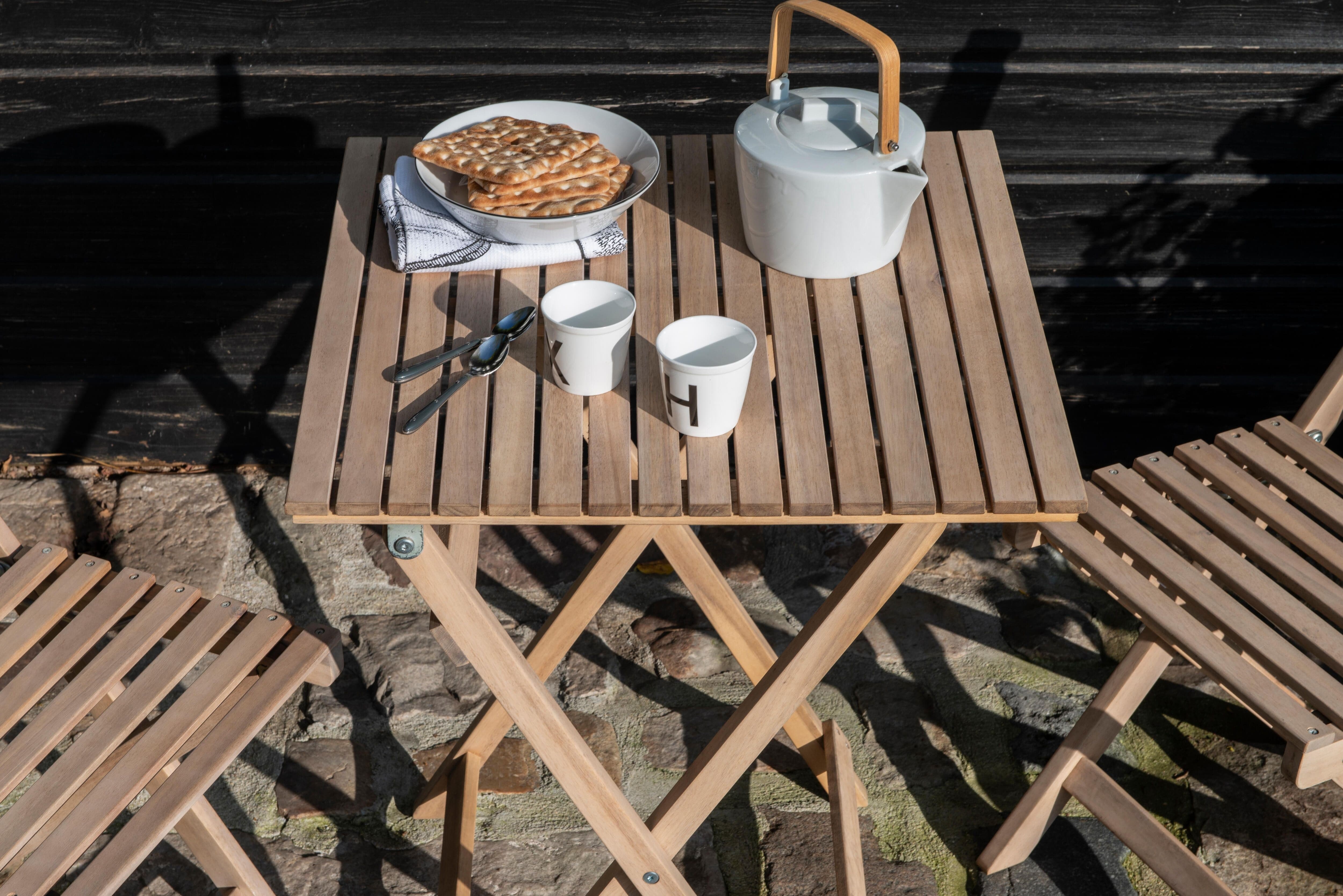 NARIATAL - Folding Table and 2 chairs Set - Acacia Wood - 55x55