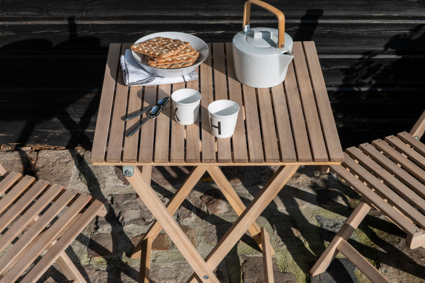 Bricocenter NARIATAL - Folding Table and 2 chairs Set - Acacia Wood - 55x55