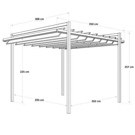 ELYSIA NAZALIAL - aluminium pergola textile anthracite cover 3.1X3.5 M - best price from Maltashopper.com BR500011230