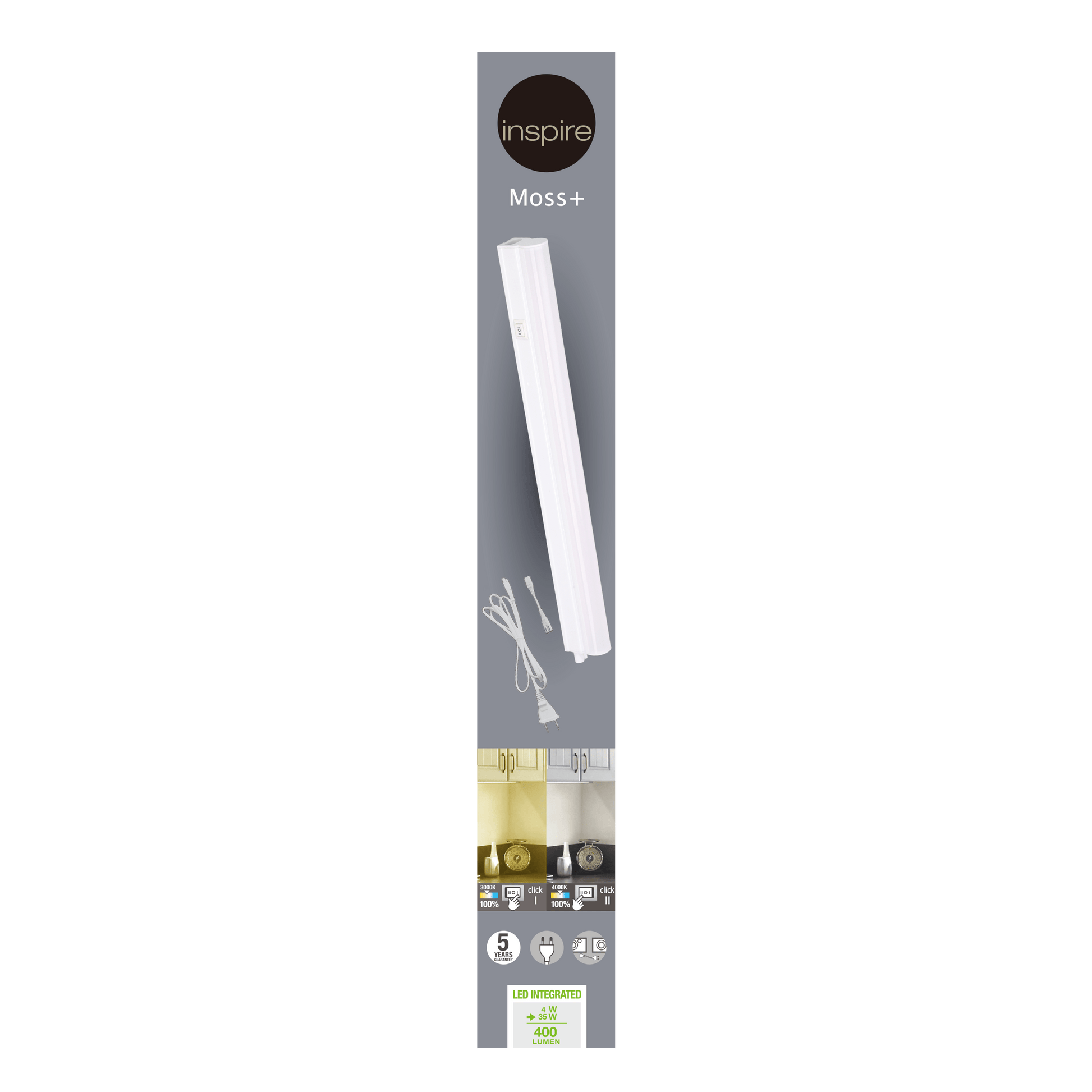 Bricocenter MOSS UNDERCABINET PLASTIC WHITE 35 CM LED 4W CCT WITH SWITCH