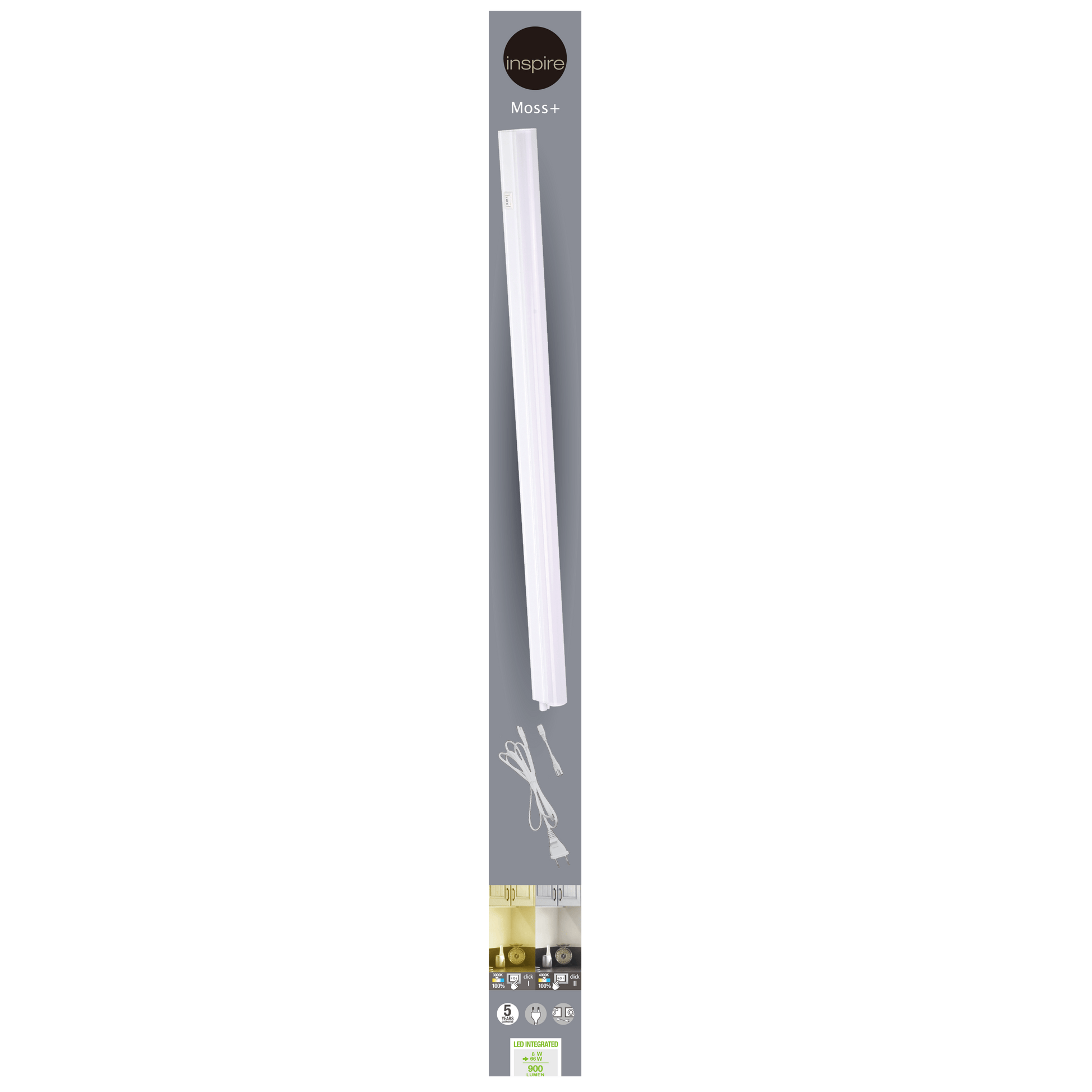 MOSS UNDERCABINET PLASTIC WHITE 58 CM LED 9W CCT WITH SWITCH